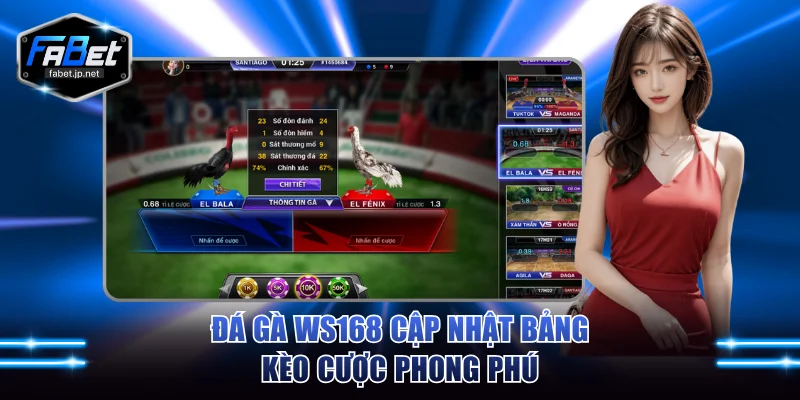 Đá gà WS168 cập nhật bảng kèo cược phong phú